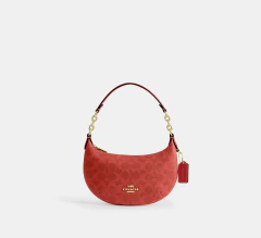 PREORDEN Coach Mini Payton Bag In Signature Canvas Gold/Crimson