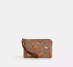 *PREORDEN* Coach Corner Zip Wristlet With Orange Print - comprar en línea