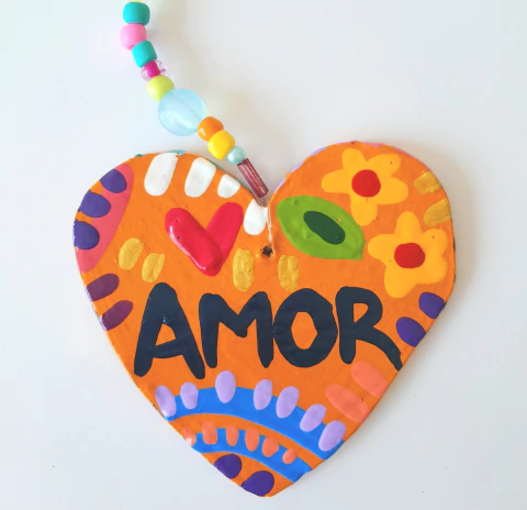 Pingente Coração Amarelo Amor Pintado 50 cm - comprar online