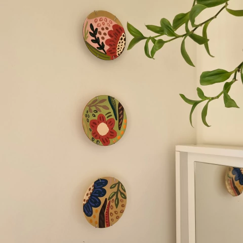 Conjunto Trio Mini Pratos - Flores orgânicas - 10 cm - comprar online