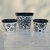 Conj 3 vasos cerâmicos - Preto com branco - comprar online