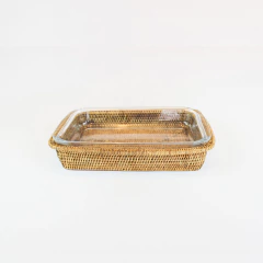 Refratário retangular 33 cm com suporte em rattan MAYA - comprar online