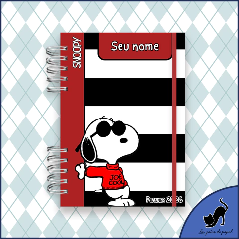 Planner 2026 personalizado com marcador de página - Joe Cool (Snoopy) - comprar online