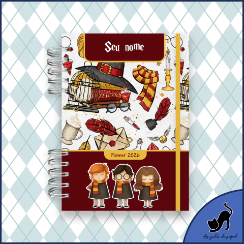 Planner 2026 personalizado com marcador de página - Harry Potter (Harry, Ron e Hermione) - comprar online