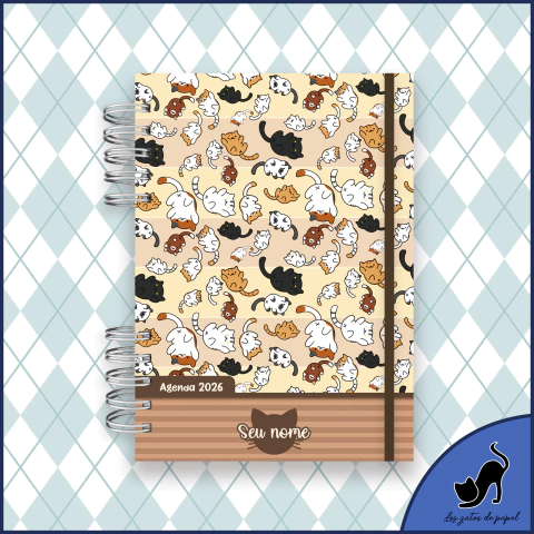 Agenda 2026 personalizada com marcador de página - Gato Cappuccino - comprar online