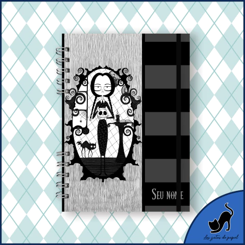 Caderno personalizado com marcador de página - Wandinha Addams / Wednesday Addams (A Família Addams) - comprar online