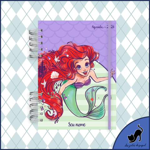 Agenda 2026 personalizada com marcador de página - Ariel / A Pequena Sereia - comprar online