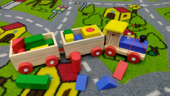 TREN DE MADERA CON BLOQUES - TIENDA ARLEQUIN 