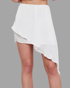 Saia assimétrica babados off white - comprar online