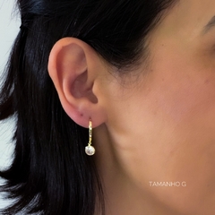 Imagem do Argola Duda Ouro - Zirconia e fecho click - 3 tamanhos