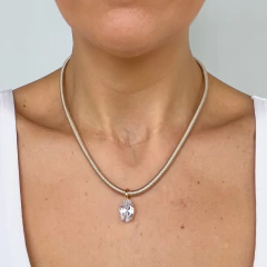Colar Linea Ovale - Champanhe com pingente Zirconia Oval Ouro - Stella B