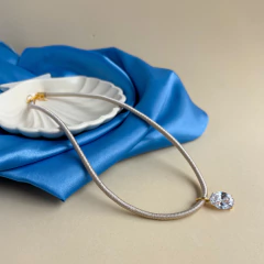 Colar Linea Ovale - Champanhe com pingente Zirconia Oval Ouro - comprar online