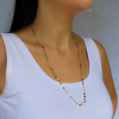 Colar comprido moedinhas com Pérola de Água doce - comprar online