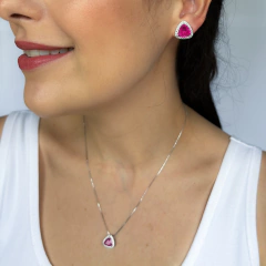 Colar Louise Safira Rosa Fusion Cravejado de Zirconias Ródio na internet