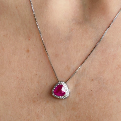 Colar Louise Safira Rosa Fusion Cravejado de Zirconias Ródio - comprar online