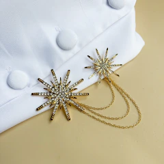 Broche Stella 2 - Estrelas Cravejadas Dourado