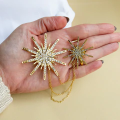 Broche Stella 2 - Estrelas Cravejadas Dourado na internet