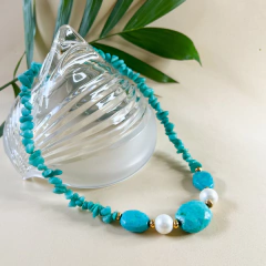Colar Suri - Turquesa com Pérolas Shell - comprar online