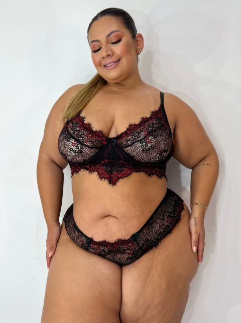 Conjunto Marie Sem bojo com Aro - Preto e Vermelho - XG 52-54