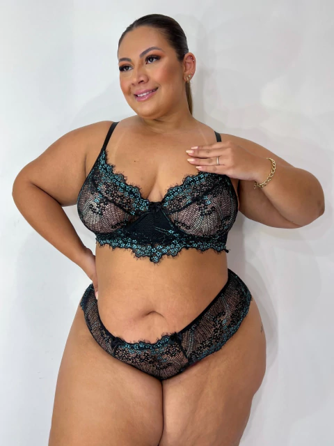 Conjunto Marie Sem bojo com Aro - Preto e Frozen - GG 50/52