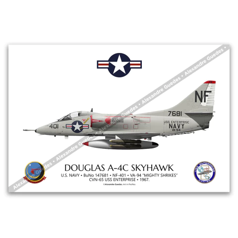 A-4C Skyhawk Poster | U.S. Navy, VA-94 "Mighty Shrikes" - buy online
