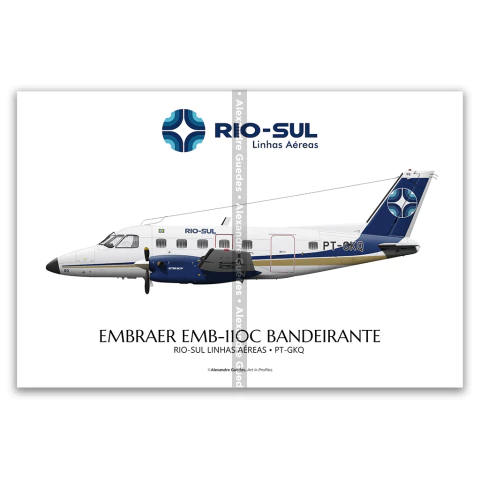 Poster EMB-110 Bandeirante PT-GKQ: The Pioneer of the Saudosa Rio-Sul Routes - buy online