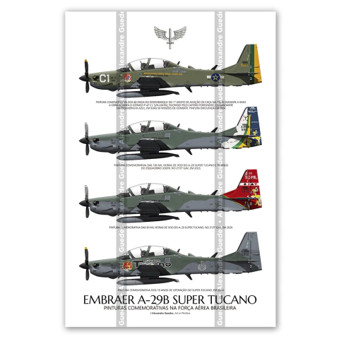 Poster A-29 Super Tucano com Pinturas Comemorativas da FAB