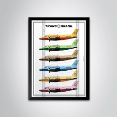 Super Poster EMBRAER EMB-110 Bandeirante, Transbrasil 6x Colorido on internet