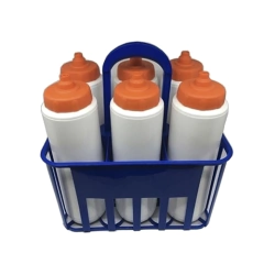 Kit Porta Squeeze Azul com 6 Squeeze s/ logo Branco laranja Rythmoon