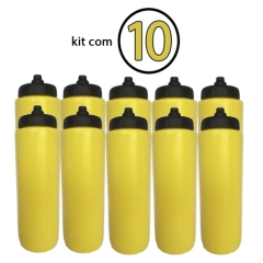Kit com 10 Squeeze Aut Tipo Gatorade 1lt Rythmoon s/logo amarelo/preto
