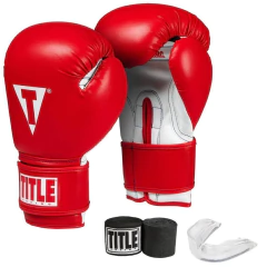 Kit Boxe Luva Essentials Title 8OZ com Bucal e Bandagem