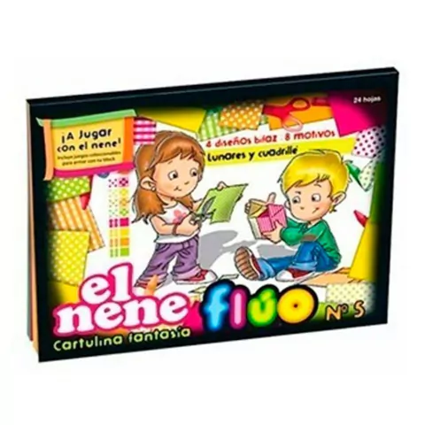 BLOCK P/DIBUJO EL NENE NRO 5 FLUO FANTASIA X24