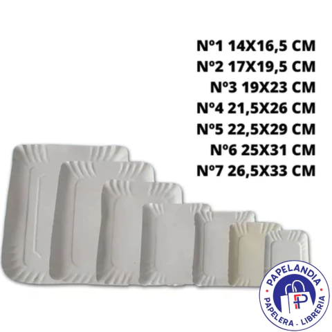 BANDEJAS DE CARTON RECTANGULARES X UNIDAD