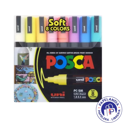 MARCADOR UNI POSCA PC-5M PTA GRUESA X 8 PASTEL