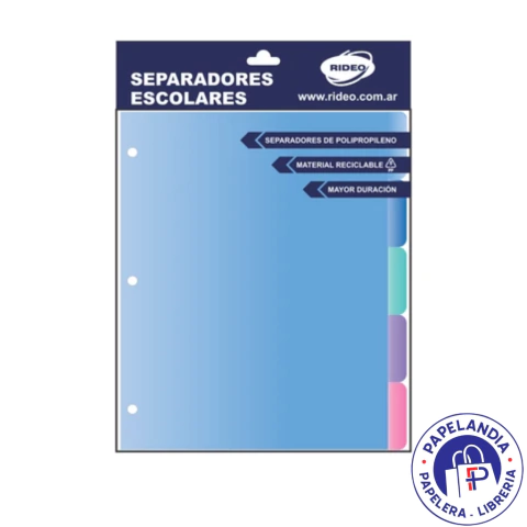 SEPARADOR ESCOLAR N°3 5 POSICIONES PASTEL PERLADO 2001/14 RIDEO