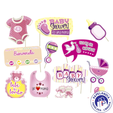 PINCHE PARA FOTO FIESTA BABY SHOWER NENA X12 GOLD MUNDO