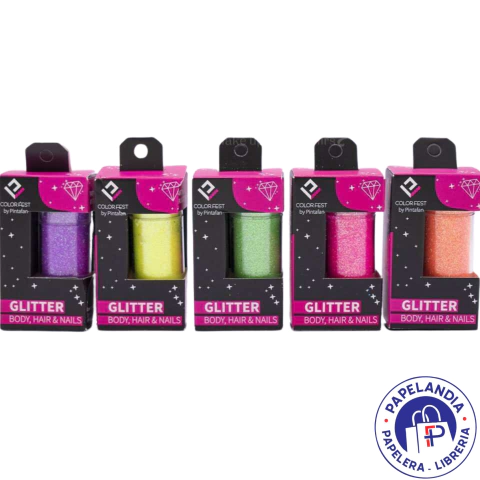 GLITTER ESCAMAS FLUO PARA CARA CUERPO Y UÑAS 15GRS X1 UNID PINTAFAN