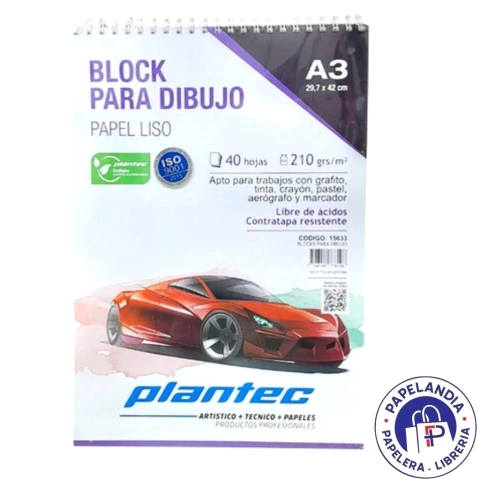 BLOCK P/DIBUJO ANILLADO A3 X 40 HS 210GRS BLANCO LISO 15633