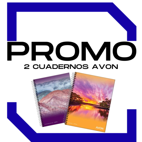 PROMO COMBO X 2 CUADERNO AVON CON ESPIRAL 29.7 CUADRICULADO