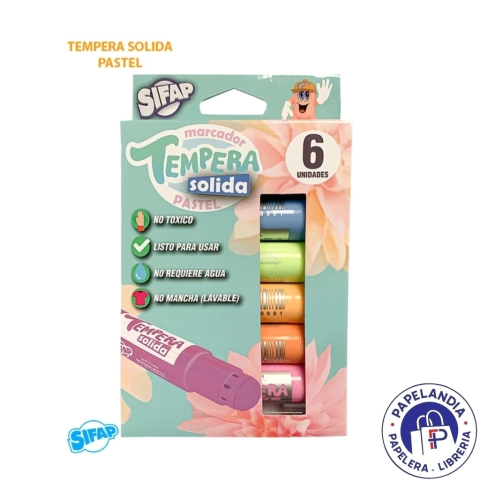 TEMPERA SIFAP SOLIDA X 6 UNID PASTEL
