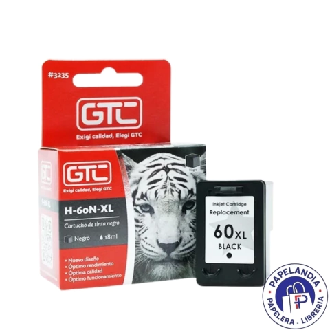 CARTUCHO ALTERNATIVO P / HP 60 XL NEGRO 18ML GT-60N (C:100) GTC