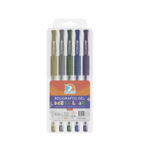BOLIGRAFO METALIZADO ESTUCHE PVC X 5 EZCO