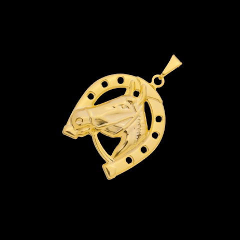 PINGENTE CAVALO E FERRADURA (G) BANHADO A OURO 18K - comprar online