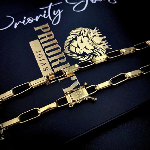 CORRENTE TIJOLINHO 6mm FECHO TRAVA DUPLA - BANHADO A OURO 18K - comprar online