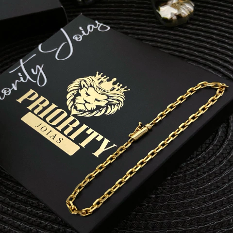 PULSEIRA CADEADO 3mm FECHO CANHÃO - BANHADO A OURO 18K - comprar online