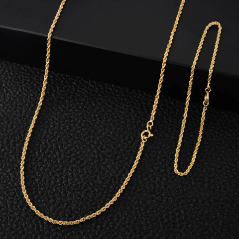 Kit Corrente e Pulseira Baiana 2mm Banhado a Ouro 18k