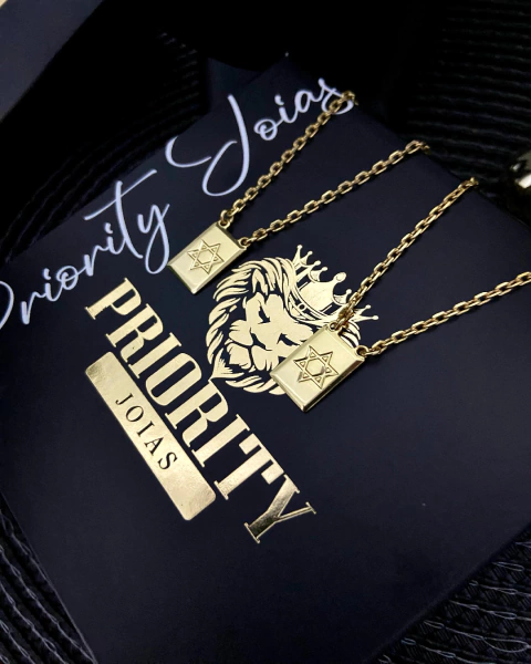 ESCAPULÁRIO CADEADO 1 mm ESTRELA DE DAVI 70cm MEDALHA - BANHADO A OURO 18K - comprar online