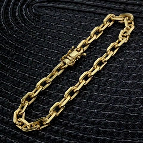 PULSEIRA CADEADO 6mm FECHO TRAVA DUPLA - BANHADO A OURO 18K - comprar online