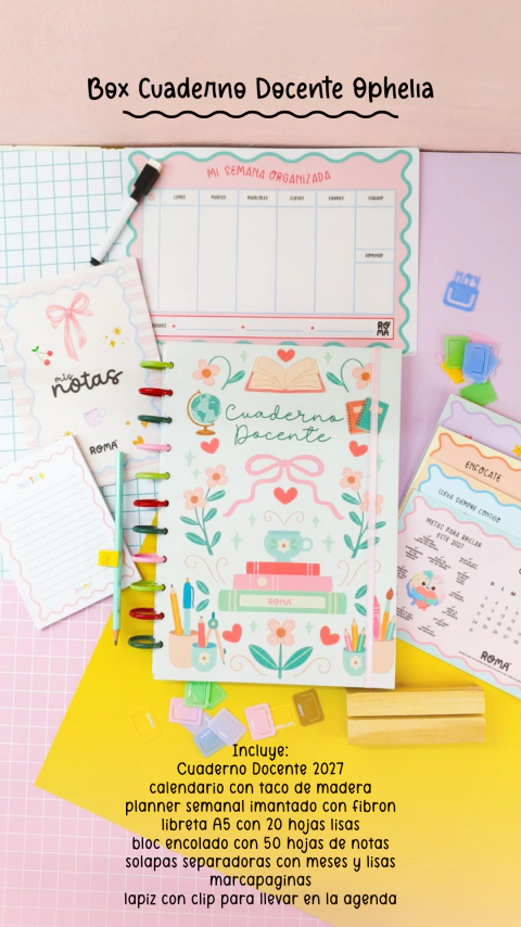 Box cuaderno docente 2027 Ophelia A4 con discos