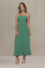 Vestido Crepe Midi Alongado Gode com Alcinha Regulavel